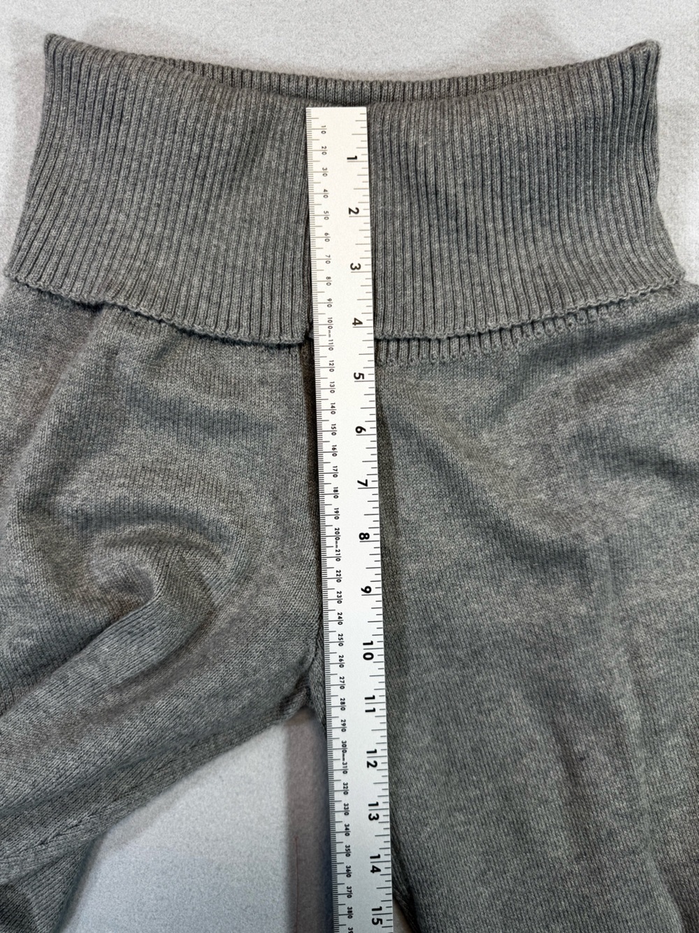 New Florence By Mills Wide Leg High, Fold Over Waist Grey Knit Pants - Picture 4 of 8